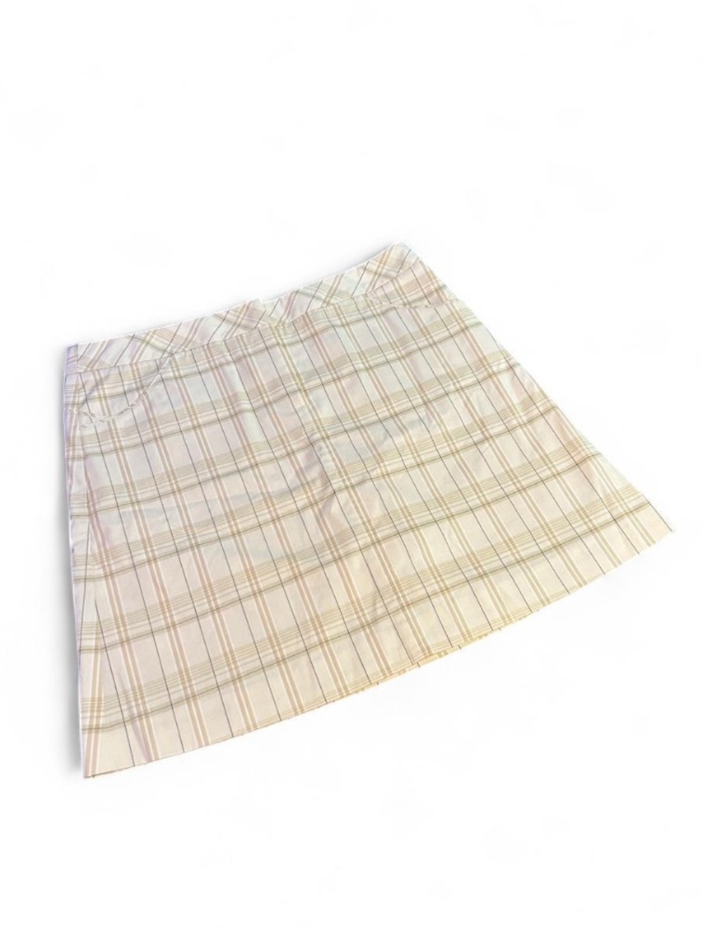 Cutter & Buck Cream Plaid Mini Skirt with Tan Stripes
